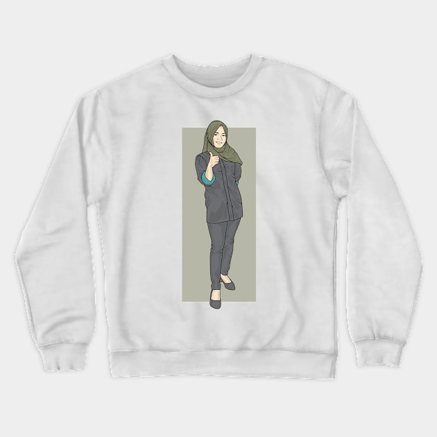 Hijab Girl In Black Outfit Crewneck Sweatshirt by crissbahari